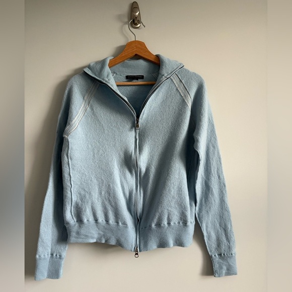 Banana Republic Wool Blue Zip-Up Sweater | Size Large - Picture 1 of 8